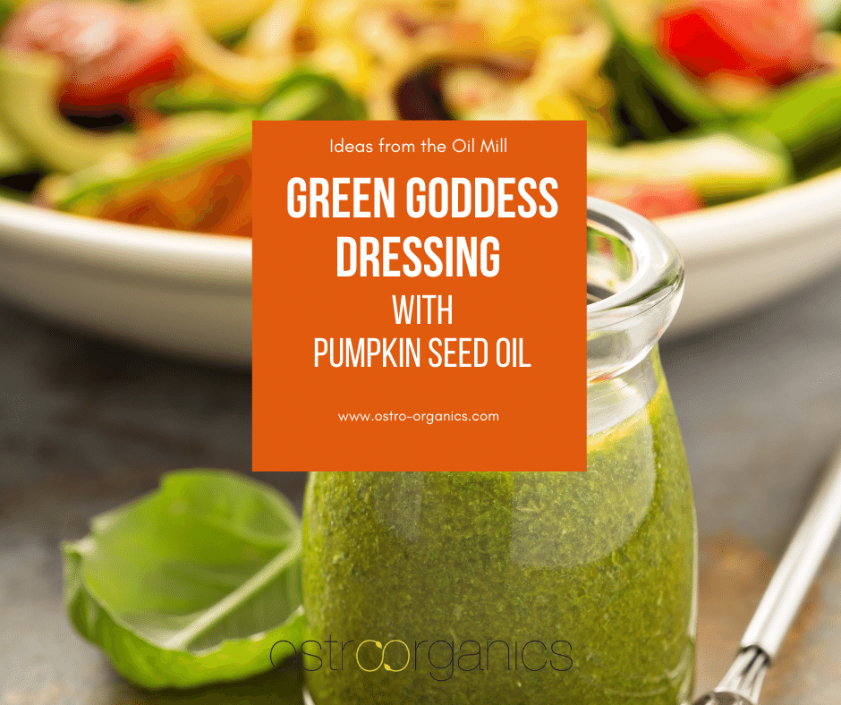 Easy Green Goddess Salad Dressing with Pumpkin Seed Oil and Cashews 