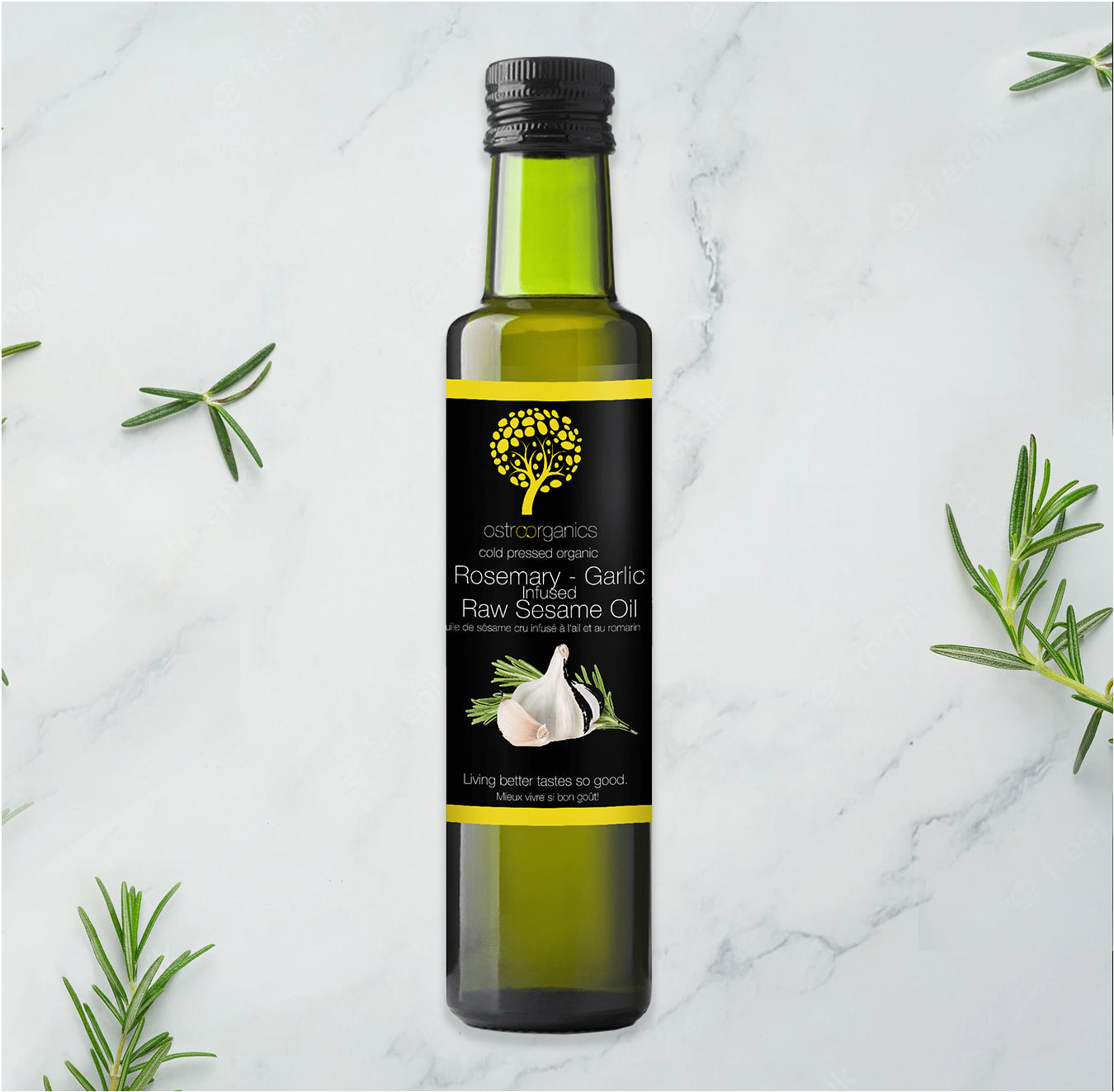 Organic Rosemary - Garlic Infused Raw Sesame Oil